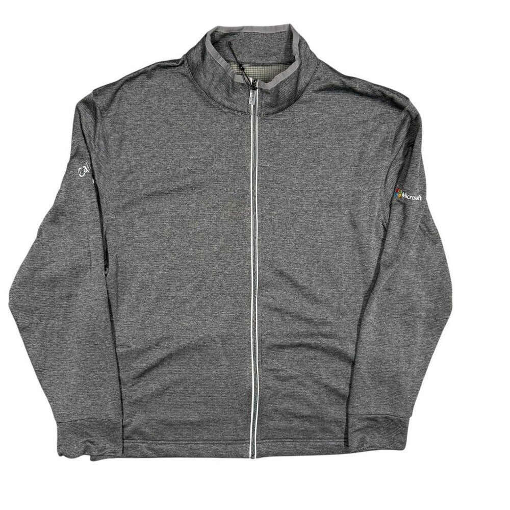 Callaway Weather Series Full Zip Up Track Jacket Microsoft Logo Stretch Grey XL